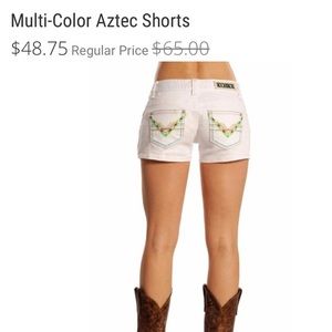 Rock & Roll Cowgirl Embroidered White Shorts